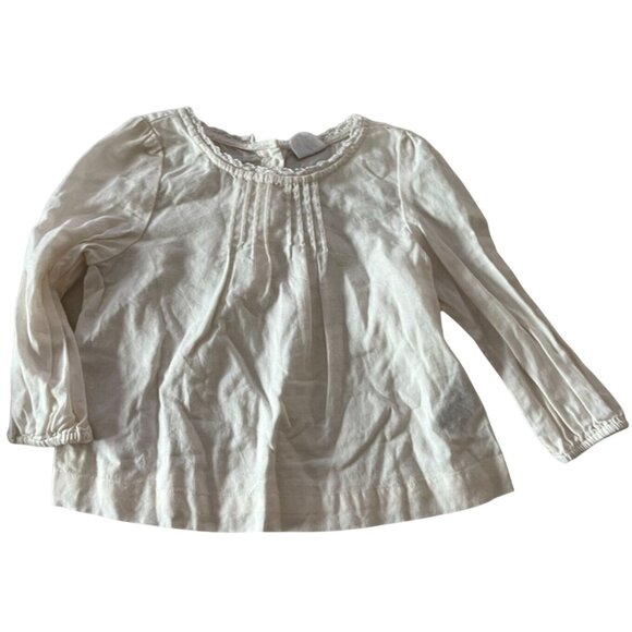 Baby GAP Off White Pintuck Shirred Neckline Top Baby Girls Size 18-24 months Ver - Picture 1 of 4